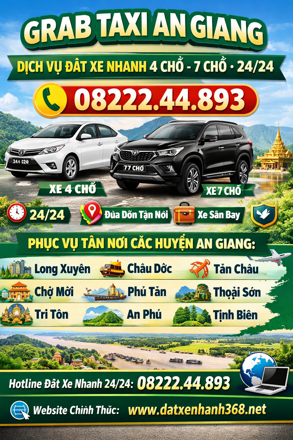GRAB TAXI AN GIANG–ĐẶT XE NHANH 24/24 ☎️0822244893  
