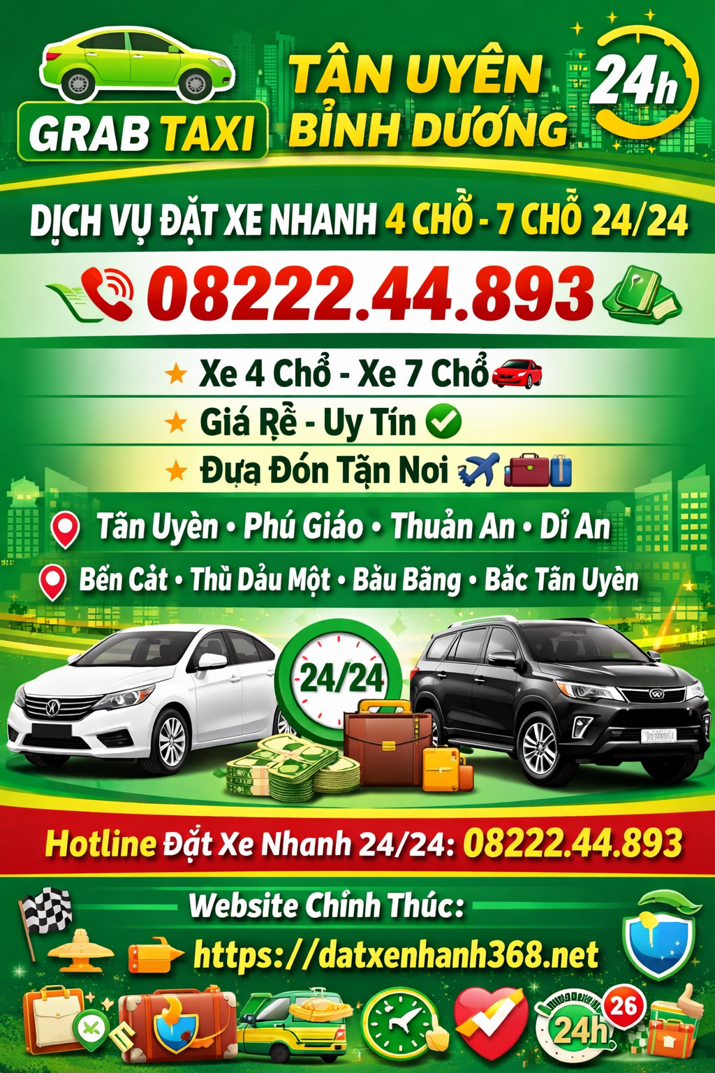 GRAB TAXI TÂN UYÊN – ĐẶT XE NHANH 24/24☎️ 0822244893