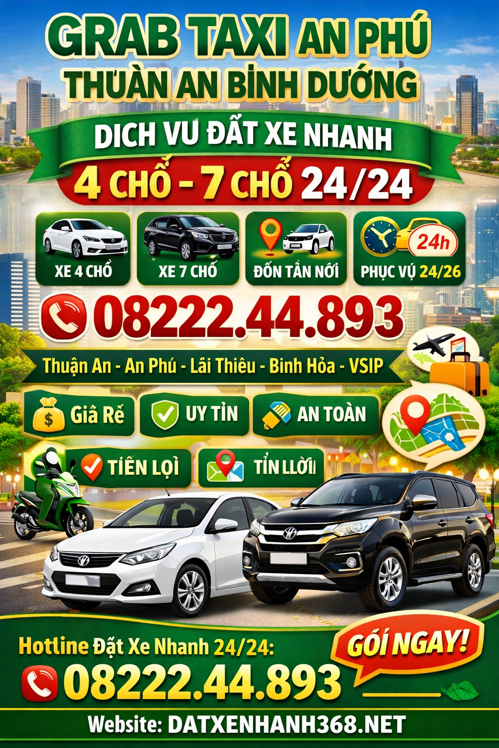GRAB TAXI AN PHÚ THUẬN AN☎️0822244893 4 CHỖ 7 CHỖ