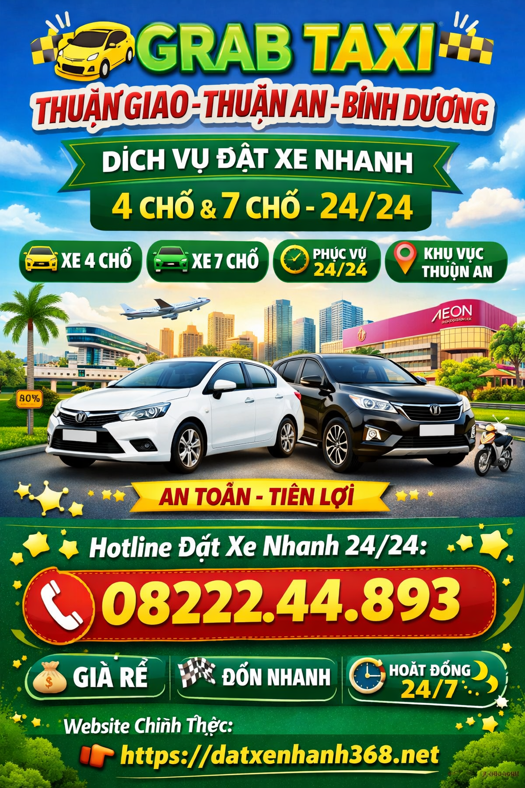 GRAB TAXI THUẬN GIAO THUẬN AN☎️0822244893 4–7 CHỖ