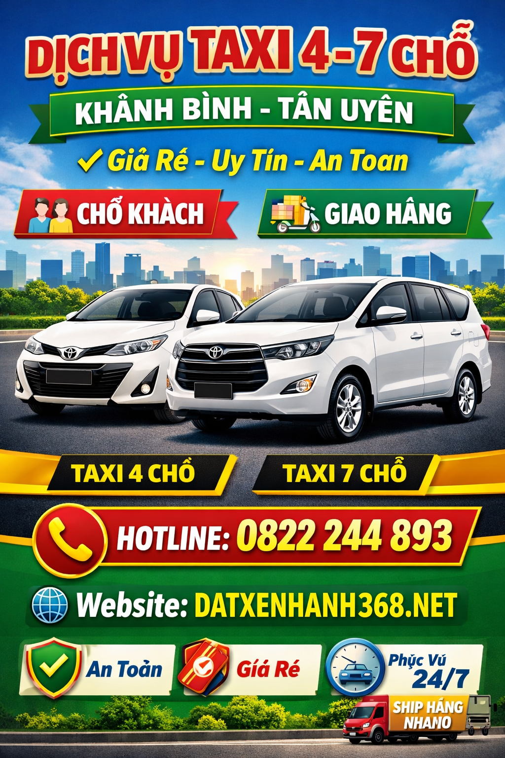 Dịch Vụ Taxi 4-7 Chỗ Khánh Bình Tân Uyên☎️0.8.2.2.2.4.4.893 