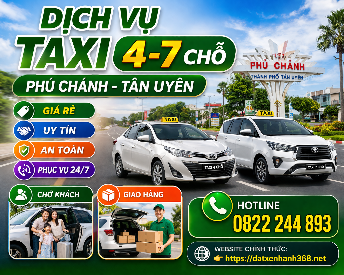 Dịch Vụ Taxi 4-7 Chỗ Phú Chánh Tân Uyên☎️08.222.44.893 24/7