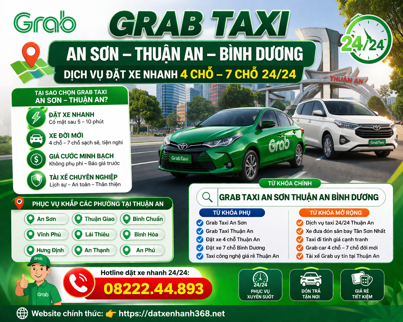 GRAB TAXI AN SƠN THUẬN AN☎️0822244893 4 CHỖ – 7 CHỖ