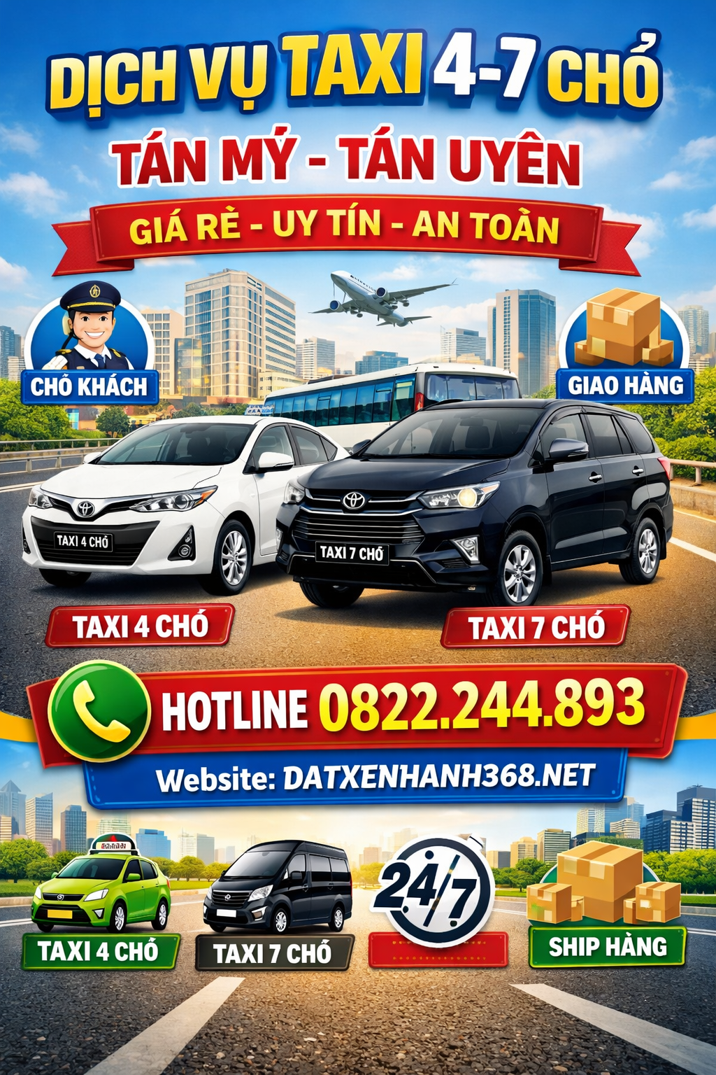 DỊCH VỤ TAXI 4-7 CHỖ TÂN MỸ TÂN UYÊN☎️0822244893 Giá Rẻ,