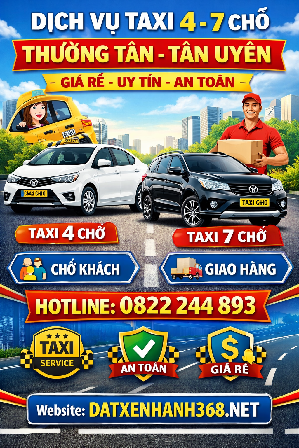 DỊCH VỤ TAXI 4-7 CHỖ THƯỜNG TÂN – TÂN UYÊN☎️0822244893 