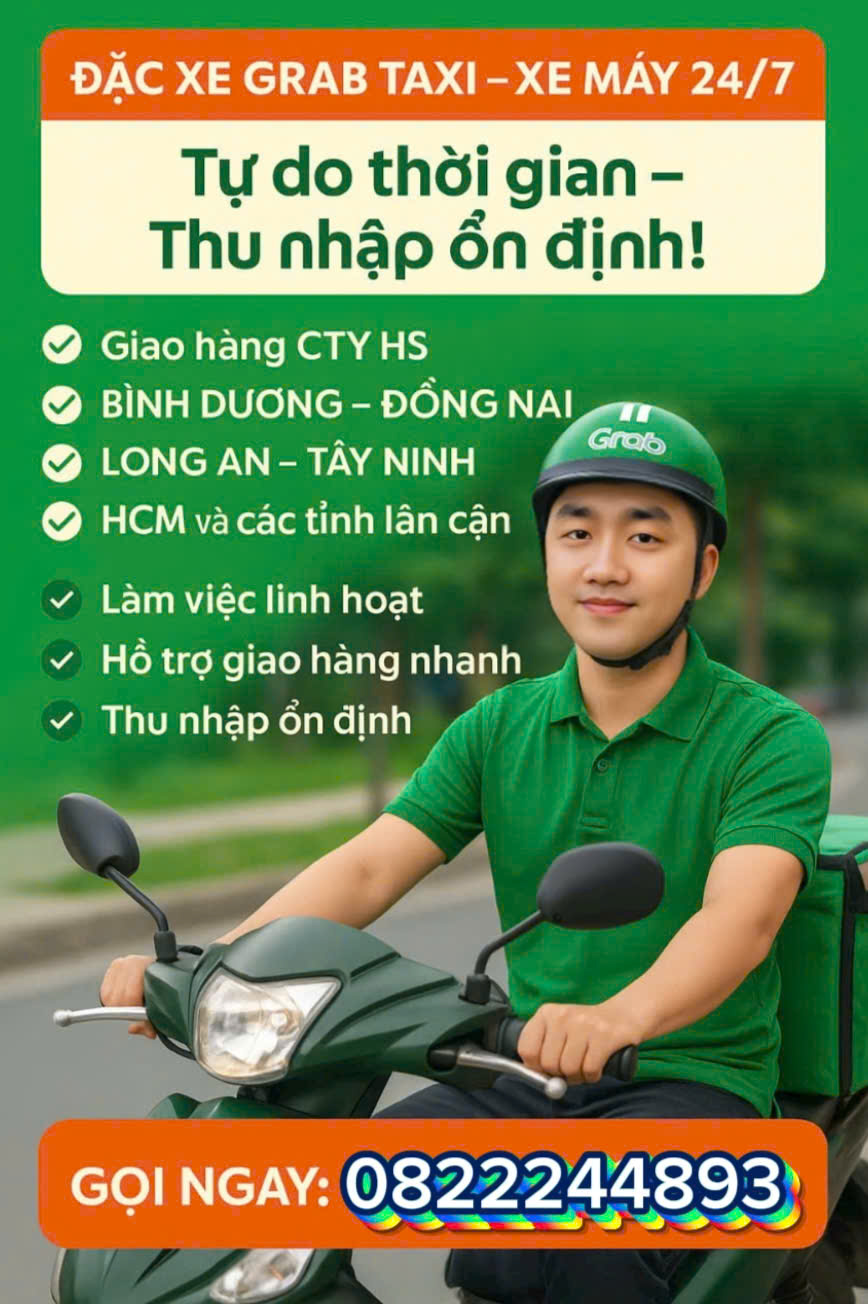 XE ÔM GRAB MỸ HẠNH BẮC ĐỨC HÒA☎️☎️0822244893 TIỆN LỢI VÀ NHANH CHÓNG!